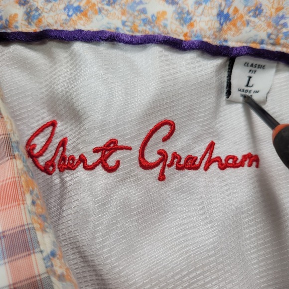 Robert Graham Mens Plaid Button Up Shirt Long Sleeve Flip Cuff Size XL - Picture 4 of 10